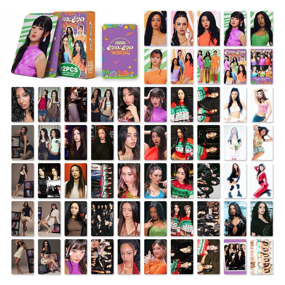 92Pcs/Set Kpop Idol KATSEYE Album Gabriela Lomo Cards LARA DANIELA HD Printd Photocards Stickers MANON MEGAN YOONCHAE Fans Gift