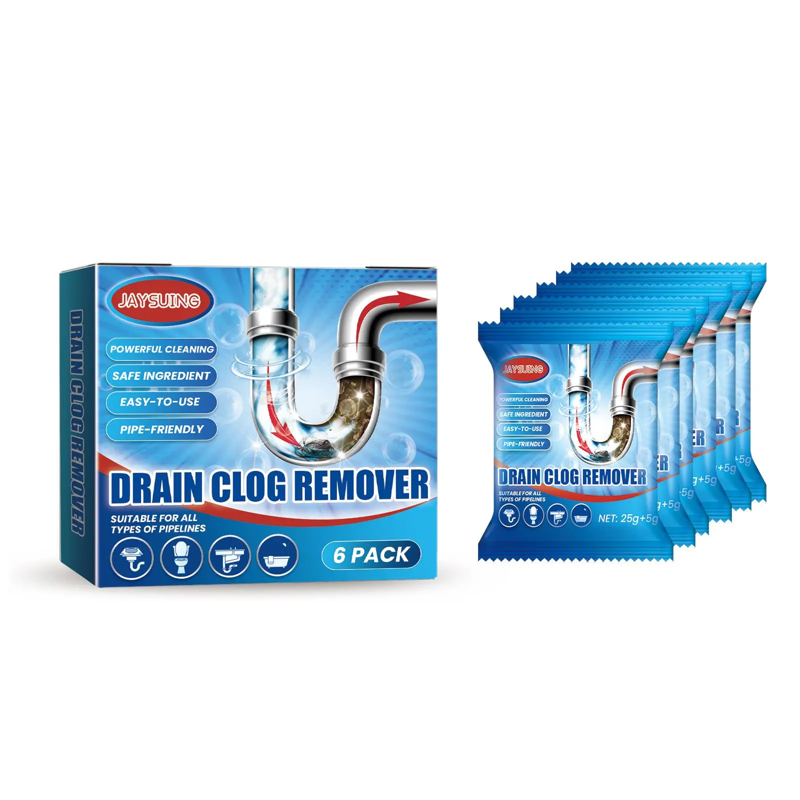 Jaysuing Baking Soda Drain Care Solid Powder - Toilet, Kitchen Drain Unclogging, Cleaning, Deodorizing Solution for Indoor Recreation Spaces Equipment