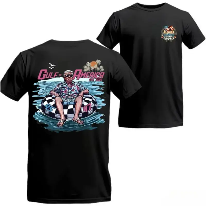 Gulf Of America Trump 45 47 Graphic Tee Back Print Funny Patriotic Oversized T Shirt