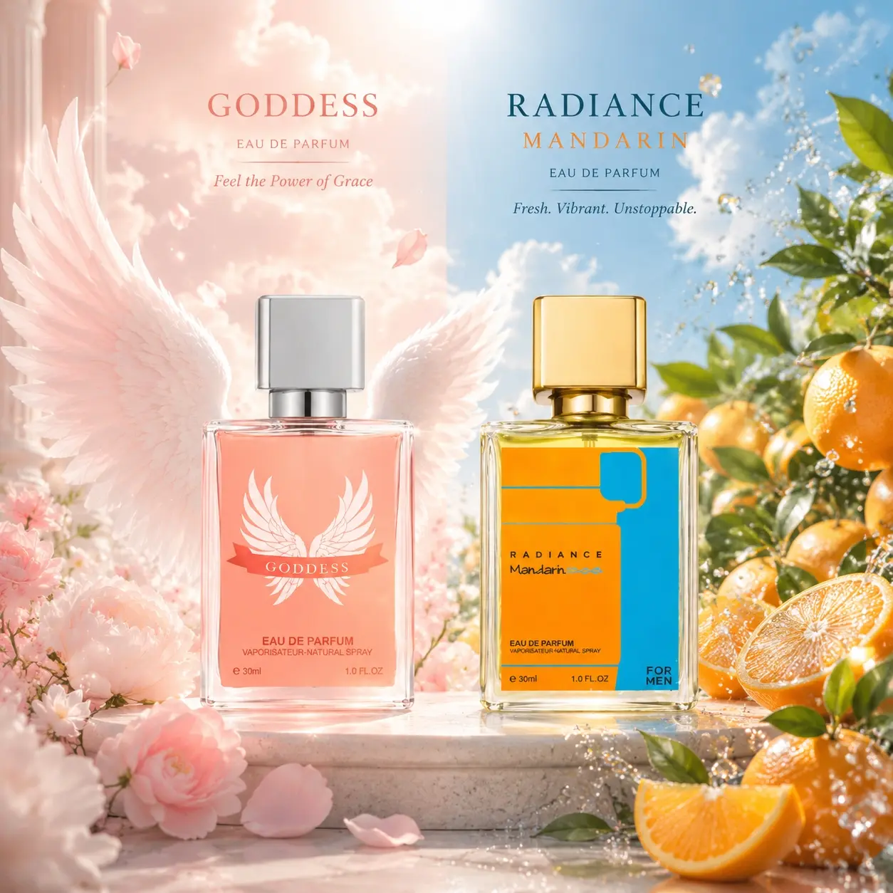 2pcs Perfume Set, Elegant Packaging, Long-Lasting Gift, Romantic Mature Gift, 30ML Mini Bottle, Portable, Ideal for Travel, Parties, Holidays, Perfume Duo Set