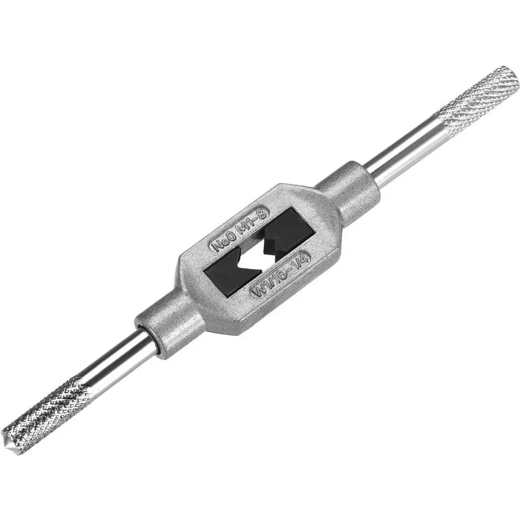 Adjustable Tap Wrench Handle, for Metric M1-M8 W1/16-1/4 Taps, Thread Tap Holder Reamer Hand Tapping Tool for Machinist Repair, Medium Carbon Steel Handle with Nickel Plated