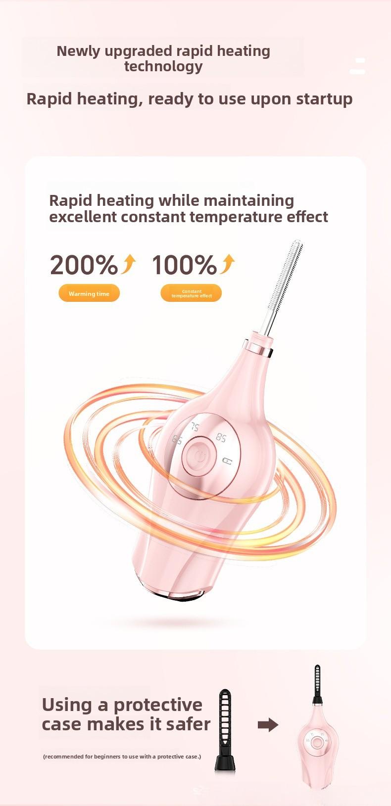 Three-in-one multi-temperature adjustment, anti-scald design, long-lasting curl, fast heating, creates naturally curled eyelashes, a professional eye makeup tool suitable for women and girls.