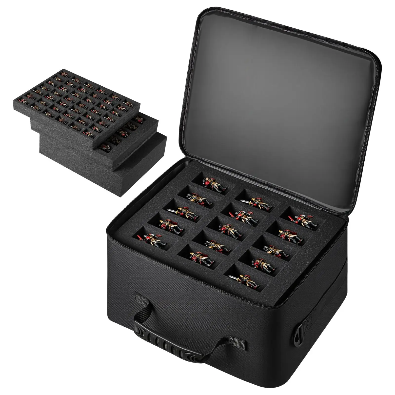 Miniature Storage Carrying Case For 1:500-1:750 Scale Models, Transport Bag With Adjustable Shoulder Strap, Three Foam Layers For Large Capacity Storage (Minis Not Included) Ideal For Collectors