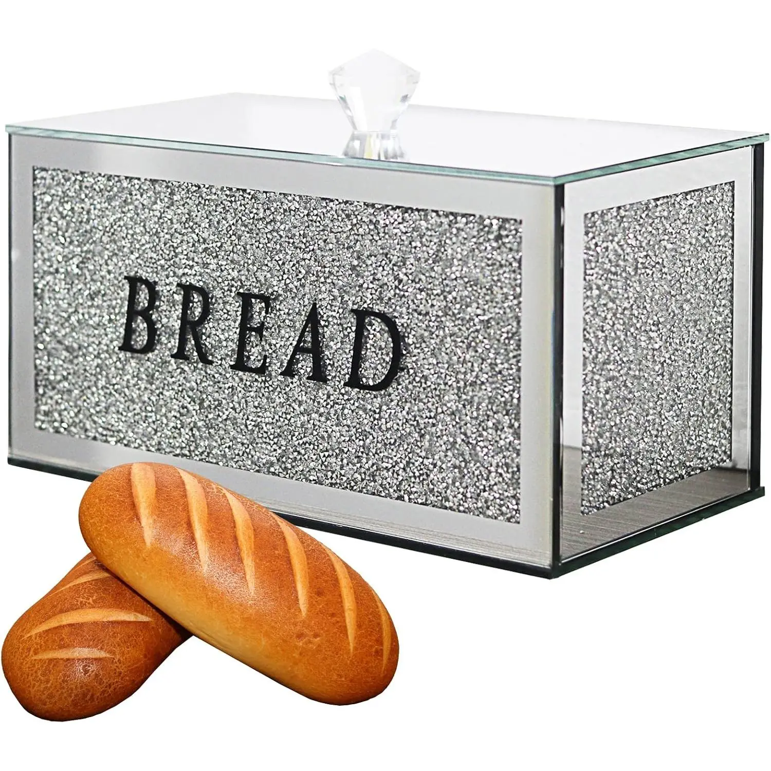 Large Glass Bread Box, 12.2" x 6.3" x 7.9"  Bread Container | Homemade Bread Storage Box with Lid Large Capacity Bread Box for Kitchen Counter Keep Bread  Crushed   Decor