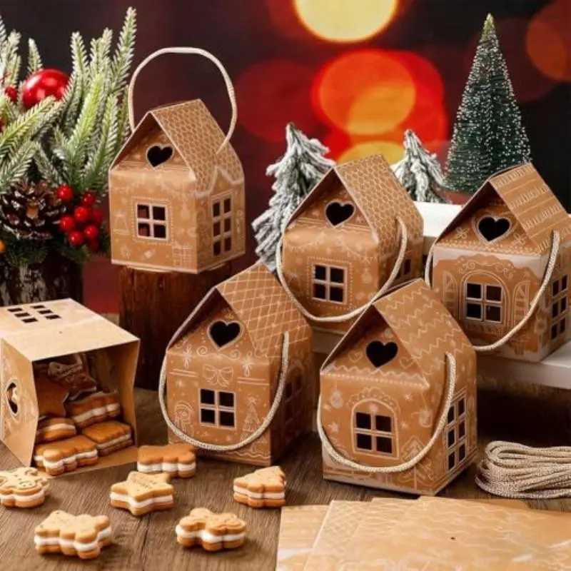 Christmas House Candy Box, Gingerbread House Style Cookie Candy Storage, Holiday Table Party Decoration, Festive Atmosphere Decor Piece