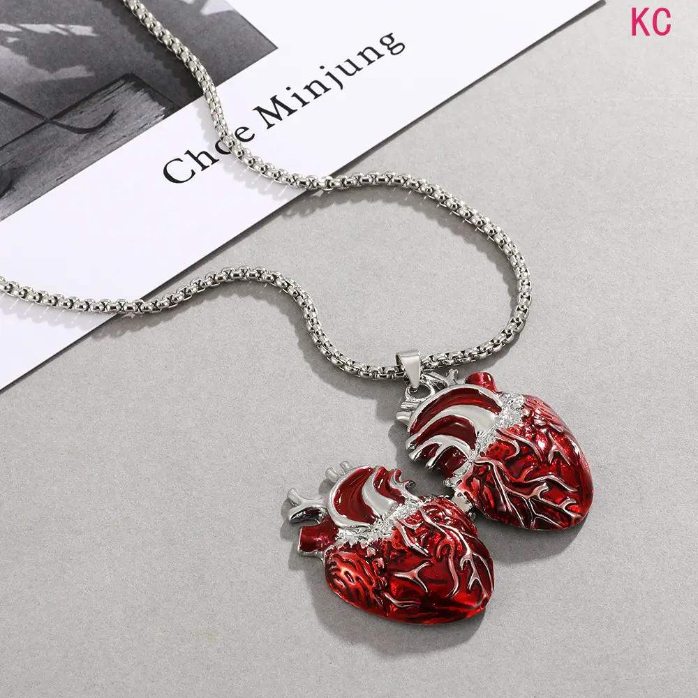 Openable Locket Necklace With Movable Red Heart Pendant, Retro Designed Neck Jewelry For European And American Daily Styling
