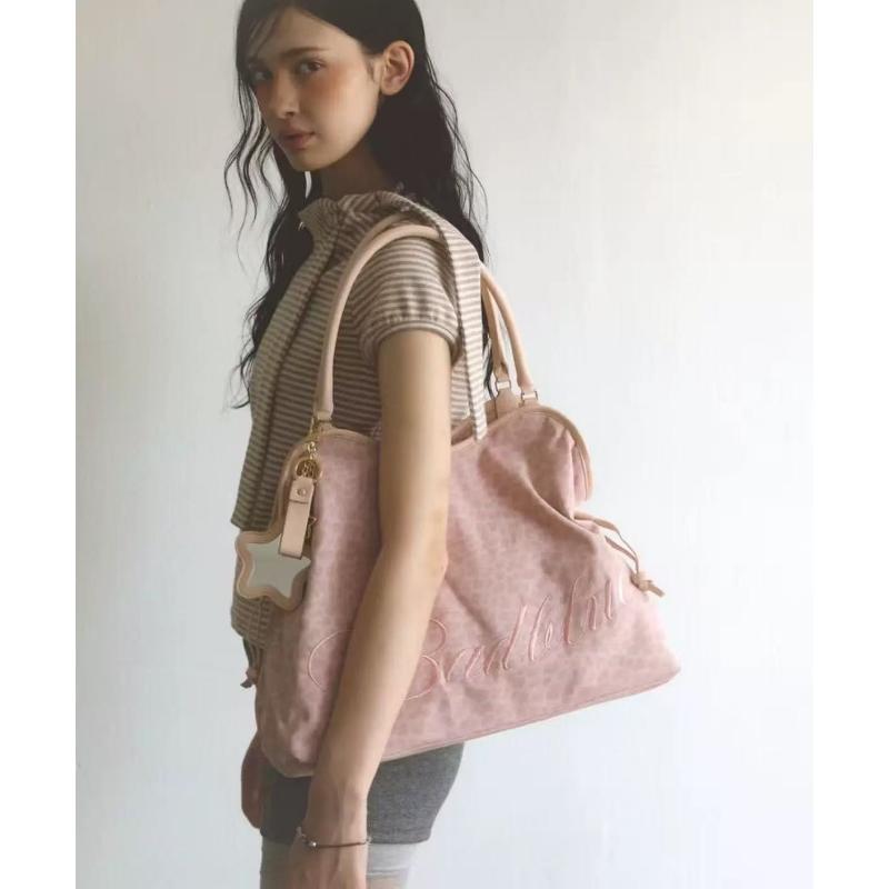 Embroidered Leopard Print Tote Bag, Star Mirror Pendant, Sweet Shoulder Bag