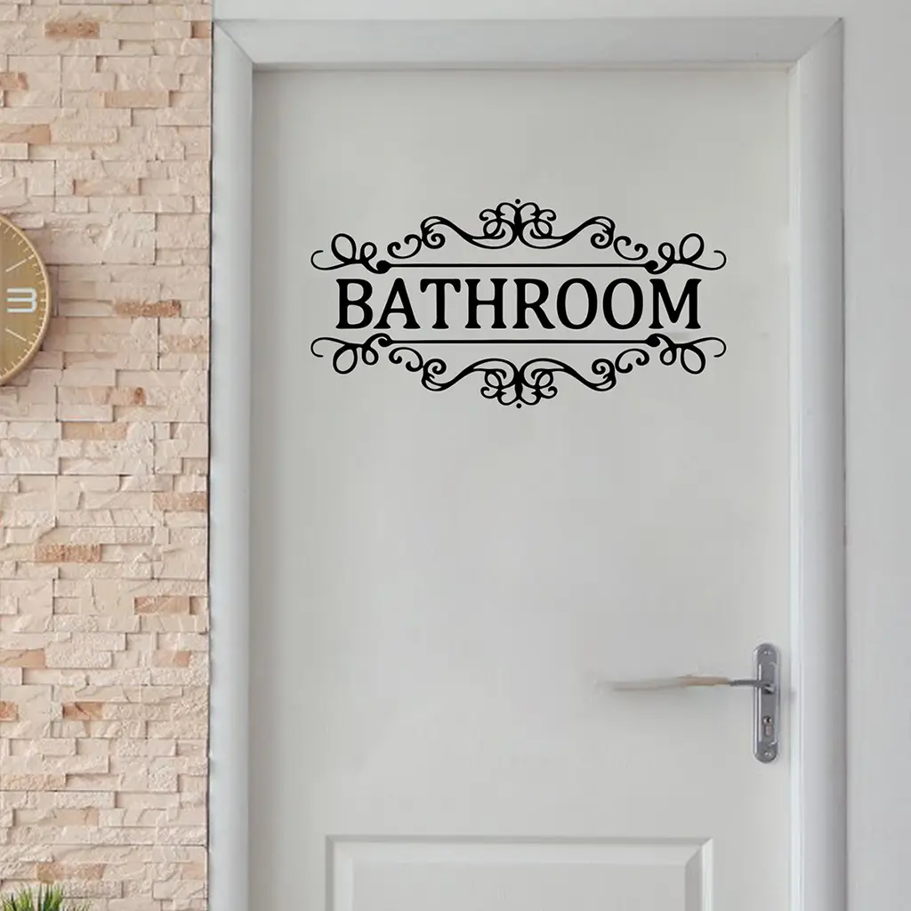 1 Set of bathroom signage stickers, bathroom decoration wall stickers, Decorative Sticker, self-adhesive and detachable PVC material Floral Stickers Suitable for wall decoration, home decoration