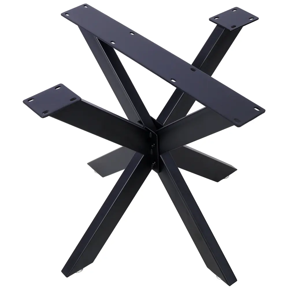 Spider Shaped Table Legs, 28"H x 32"W x 33"D Heavy Duty Metal Dining Table Base Frame, Industrial Steel Box Section Table Legs, Black Powder Coated Modern Farmhouse Coffee Table Legs, DIY Desk Bench Support, Rustic Country Style Furniture Replacement Legs