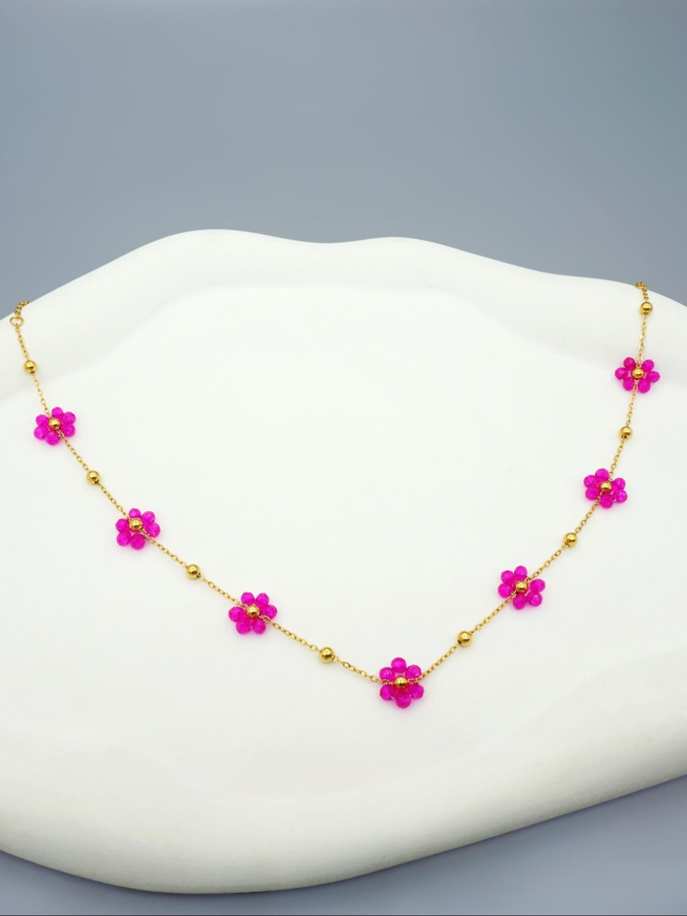 Boho Style Flower Decor Necklace, Clavicle Chain Necklace, Casual Versatile Fashion Accessories for Women, Minimalist Cute Jewelry Gift, Goddess Necklace, Clavicular Necklace, Collarbone Chain