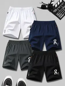 4-Piece Gym Shorts Set, Running Marathon Training, Casual Wear, Minimalist on Logo, Lightweight Quick-Dry Breathable Fabric, Unisex