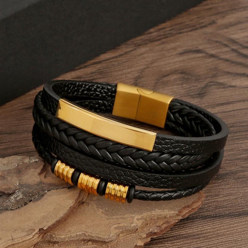 3-Pack Classic Men's Leather Bracelets - New Style Hand-Woven Multi-Layer Combination Accessories, Fashion Men's Jewelry for Wholesale & Dropshipping
