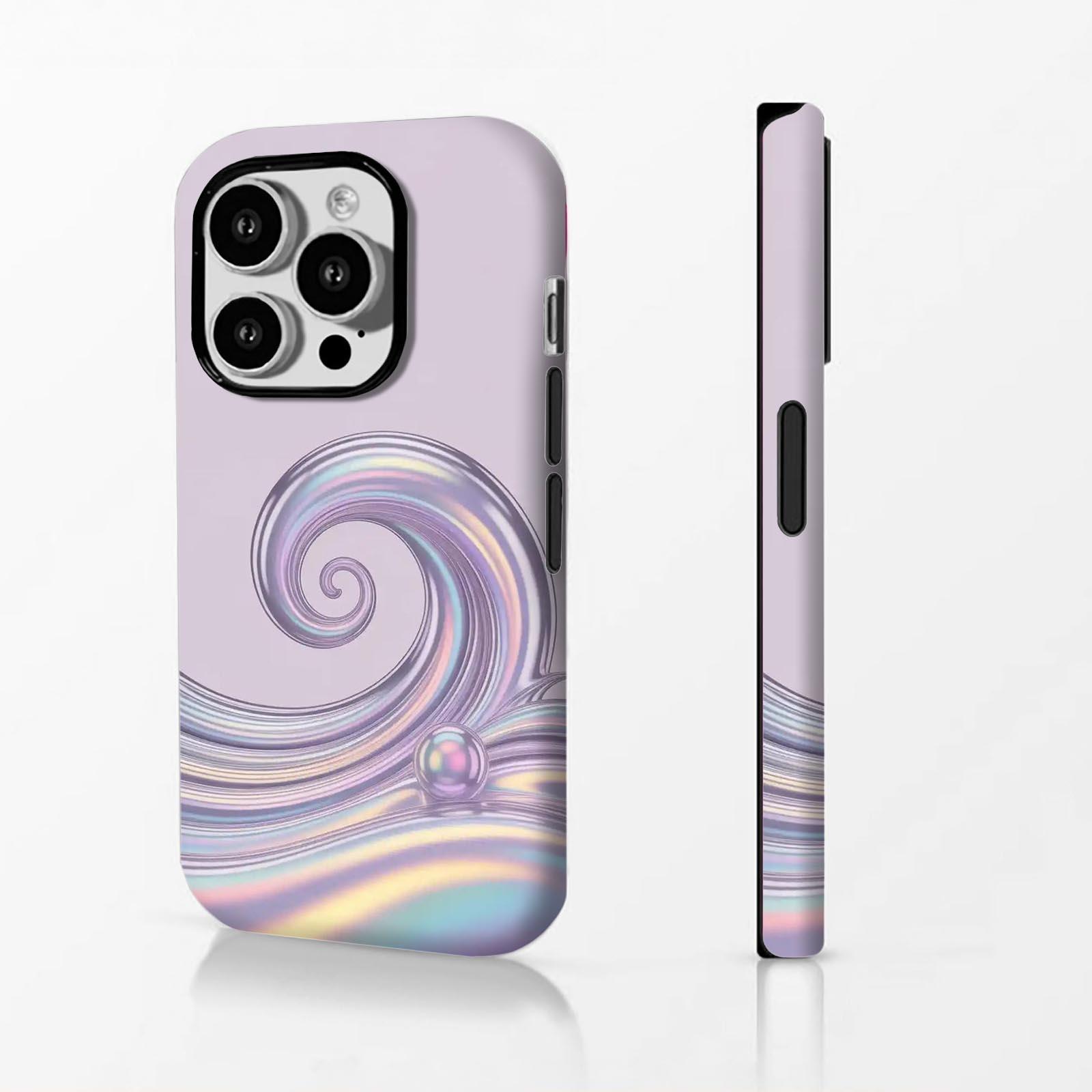 Iridescent, wave, pearl Soft And Hard Two-In-One Film Printed Full Pattern Case For IPhone 16 15 14 13 1211 Pro Max Plus Phone Case