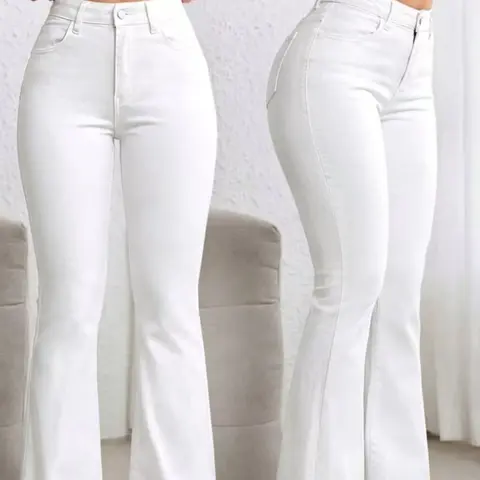 Women's Plain Basic Minimalist High Waist Fit Flare Leg Trousers, Pants, Casual Long Pants, Elegant Fashion Casual Bell Bottom Trousers for Daily Outdoor Wear, Flared Leg Design, Women's Bottoms for All Seasons Elegance