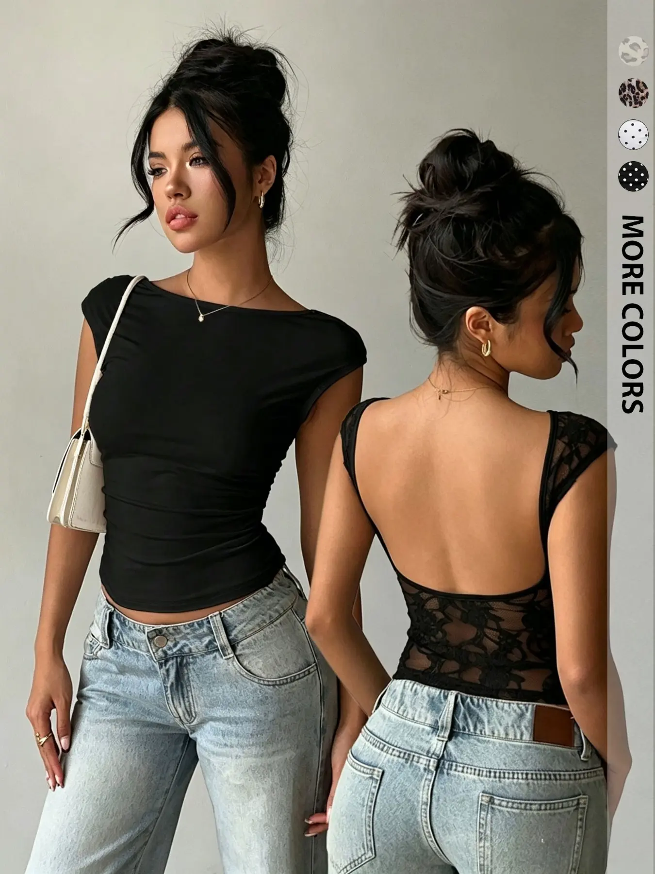 Women Y2K Coquette Polka Dot Crop Top, Boat Neck Cap Sleeve Fitted Blouse, U Open Back Low Back Bodycon Short Shirt, Vintage 90s Stretch Slim Fit Tops, Retro Dot Print Backless Going Out Top, Coquette Casual Streetwear Cropped Tee Vibe