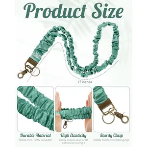 Elastic hair tie lanyard - adjustable length 17.5-30 inches, hypoallergenic, durable and lightweight - suitable for work, travel, gym, and everyday use.