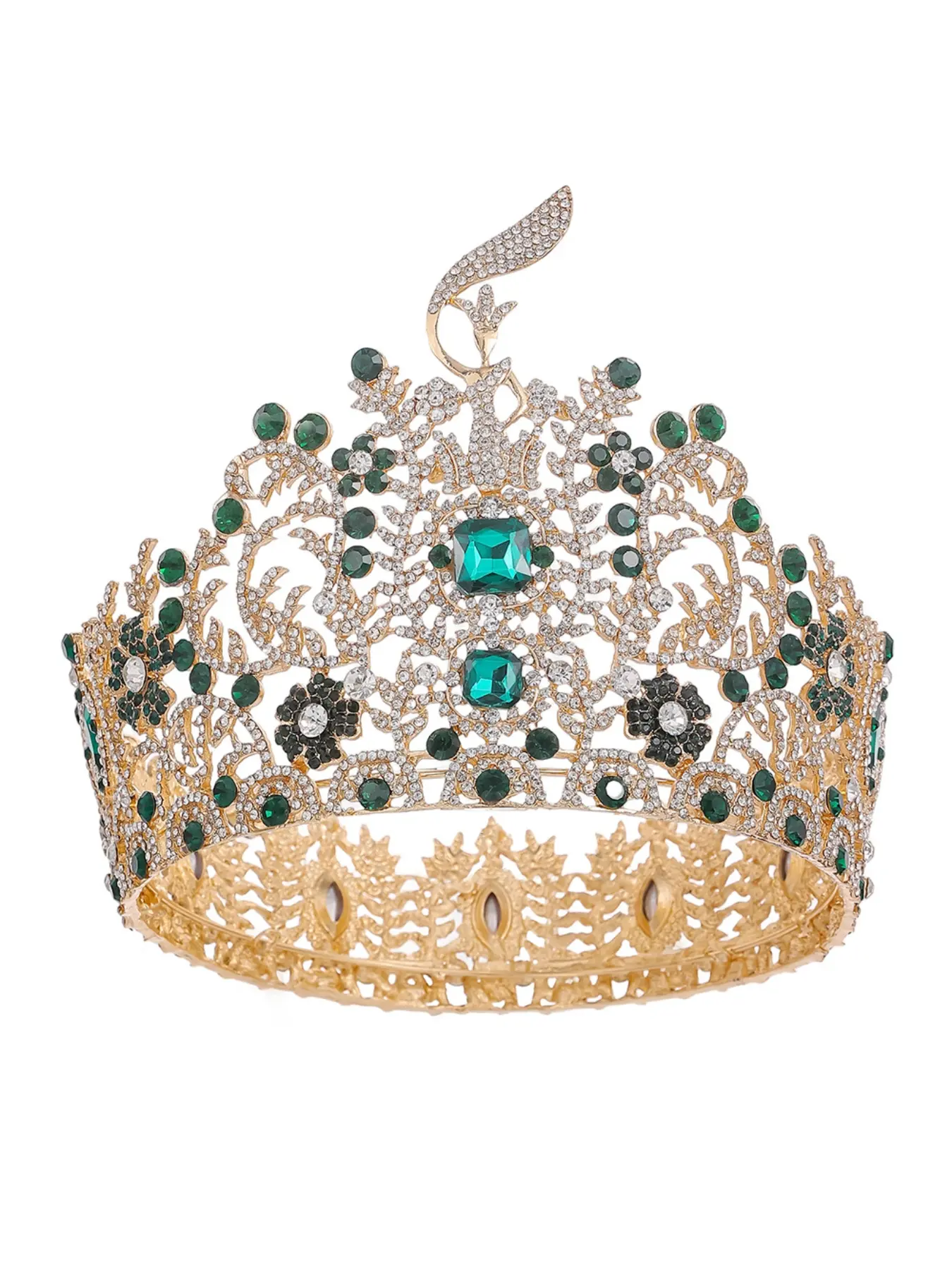 New World Beauty Queen Crown Large Baroque Tiara European and American Full Circle High-end Rhinestone Headpiece Hair Crowns