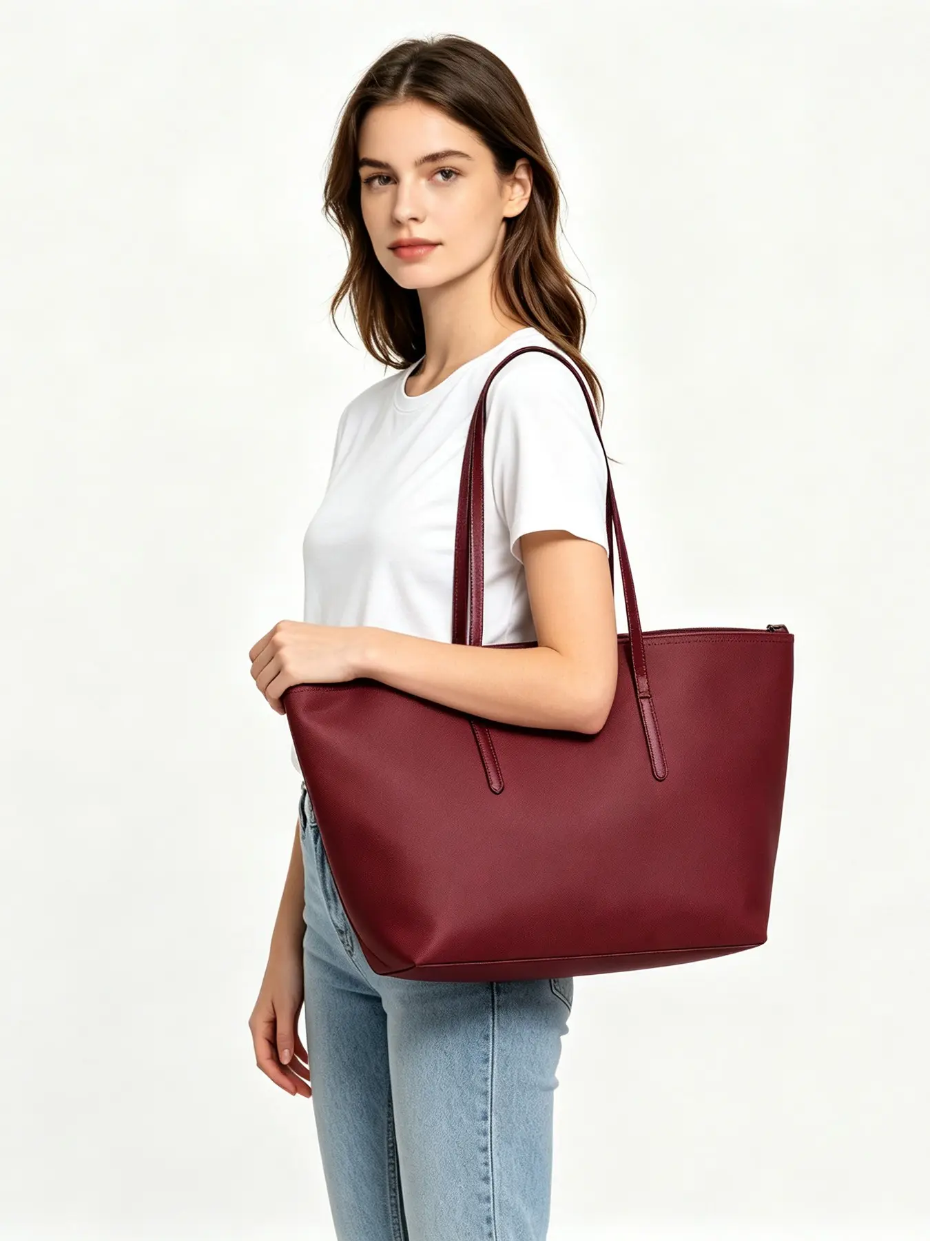 Waterproof Nylon Zipper Tote Bag, Large Capacity for 14-Inch Laptop, Simple Commute Student Shoulder Bag, Daily Use Backpack, Everyday Tote Bag