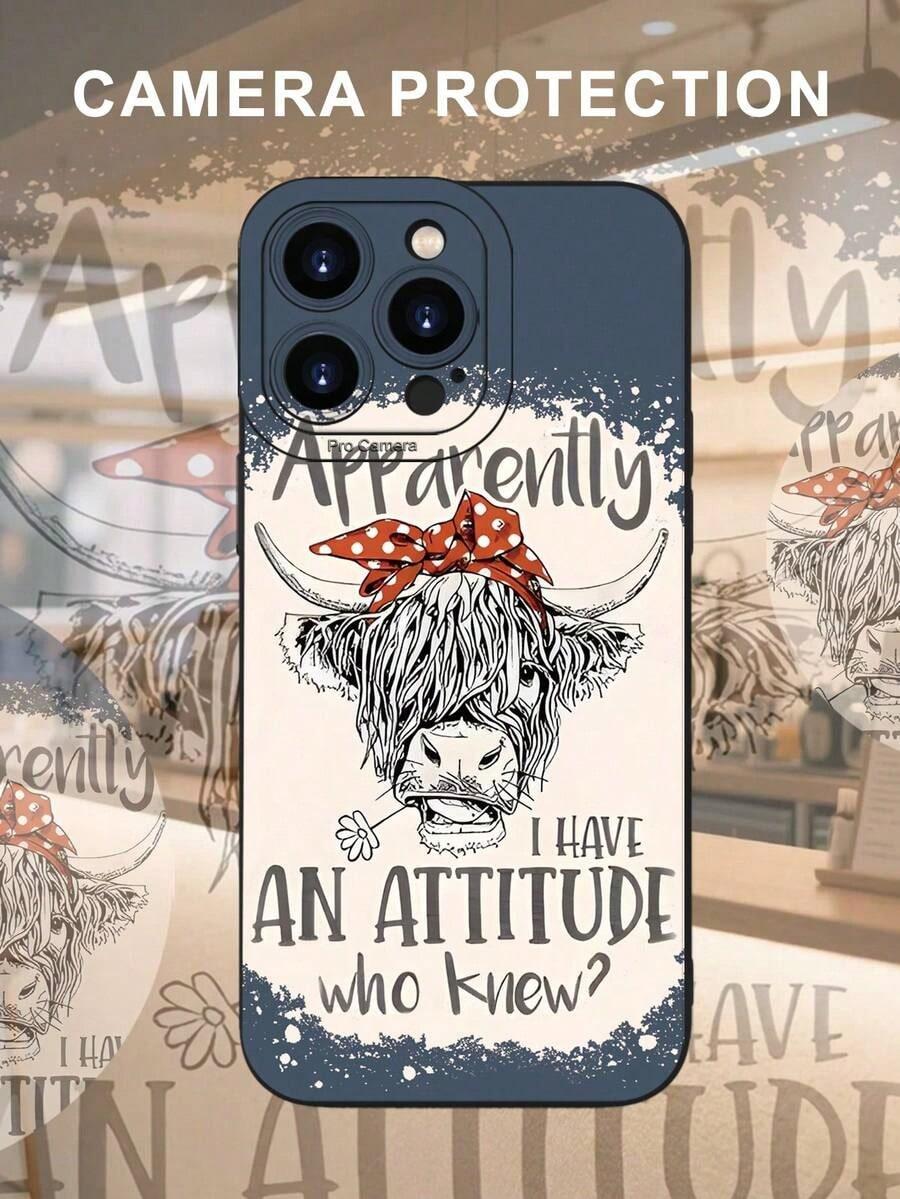 Highland - Cow Printed 2D Pattern Popular Creative Black Matte Feel Full Protection Dustproof And Waterproof Soft Shell, Suitable For IPhone17/IPhone17 Air/IPhone17 Pro/IPhone17 Pro Max/16 Pro Max/15 Pro Max/14 Pro Max/13 Pro Max/12 Pro Max/11 Pro Max