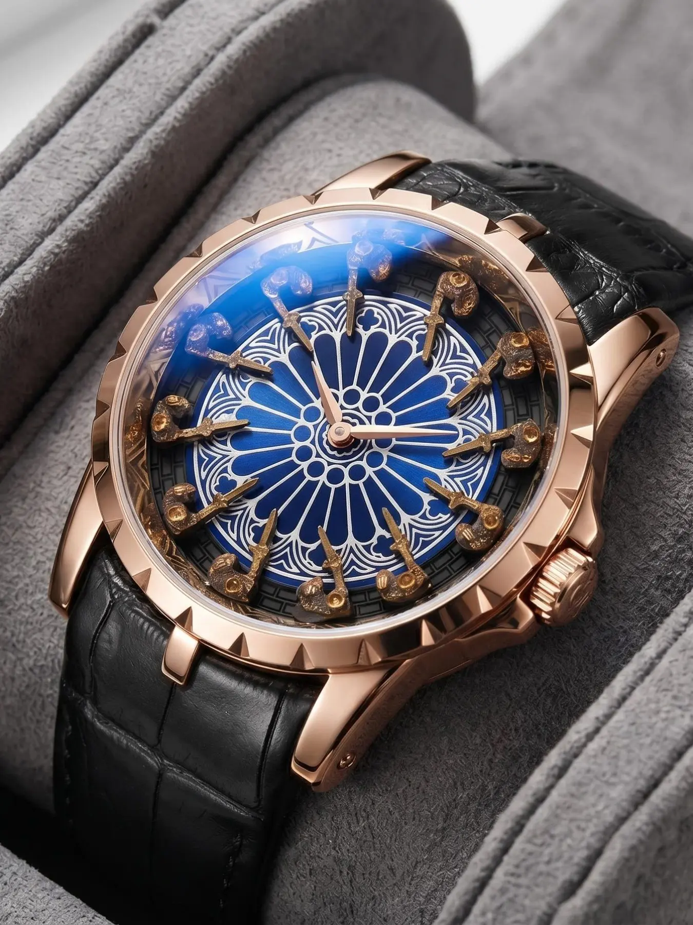 ONOLA Men's Vintage Quartz Watch Men Retro Skeleton Quartz Wrist Watch Male Business Watch Luxury Fashion Trendy Quartz Watch Unique Gift Watch with Leather Strap 12 Knight Dial Watch