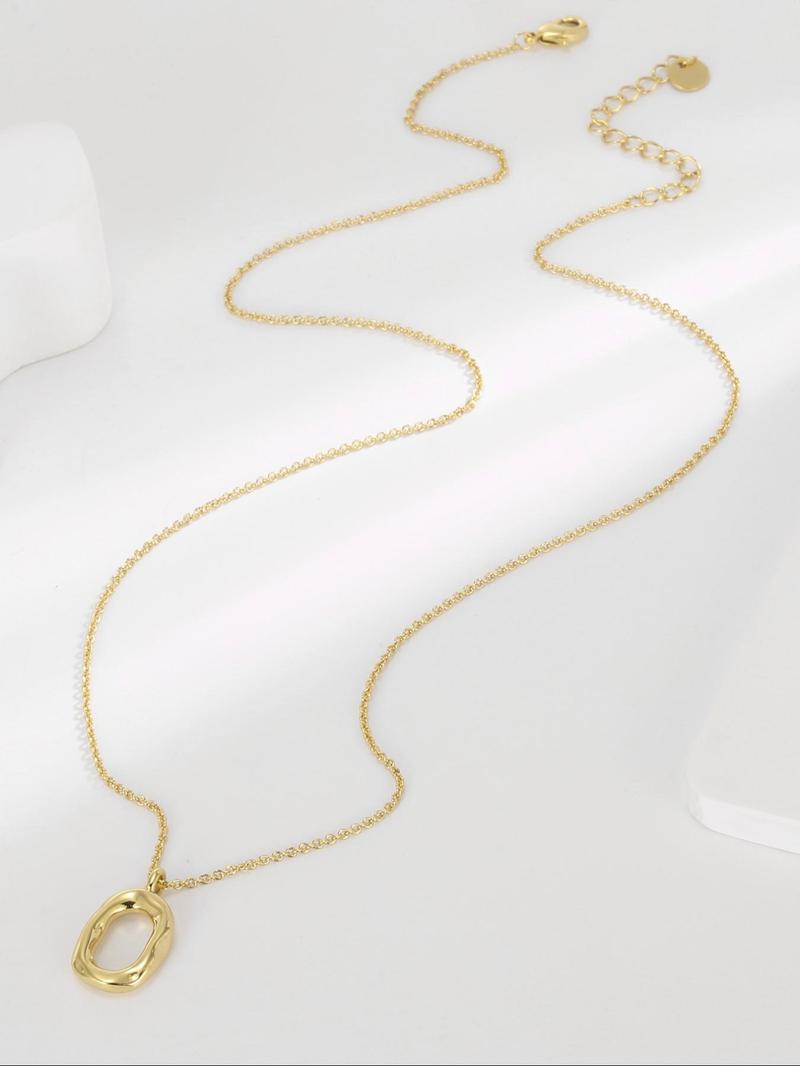 Women's Elegant Oval Shaped Pendant Necklace, Fashion Jewelry for Party, Daily Clothing Decor, Trendy All-match & Exquisite Jewelry for Birthday Gift