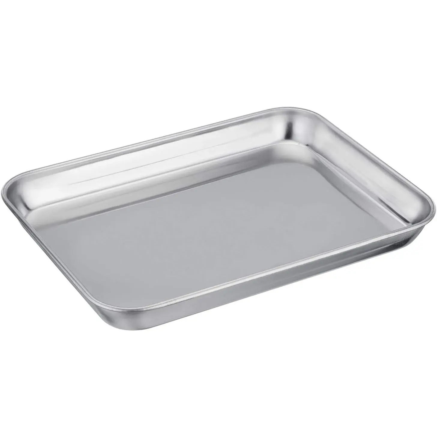 430 18/0 Pure Stainless Steel Universal Kitchen Cooking Toaster Oven Pan Tray (7inx9.3inx1in) - Heavy-Duty Durable Ovenware, Superior Mirror Finish, Smooth Roll Edge, Easy Clean, Dishwasher Safe, Even Cooking