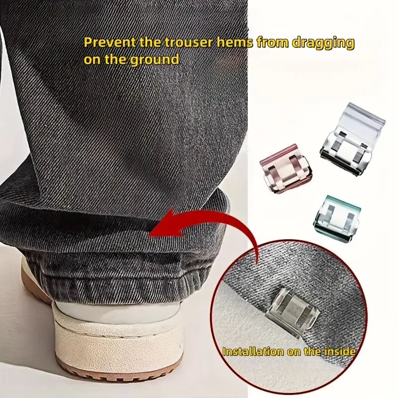 12 PCS Invisible Pant Clips Set, No Trace Hidden Buckle Design, Prevent Pants From Dragging & Tripping, Non Slip Tightener Clips Made of Sturdy White Plastic, Easy Install for Jeans & Trousers