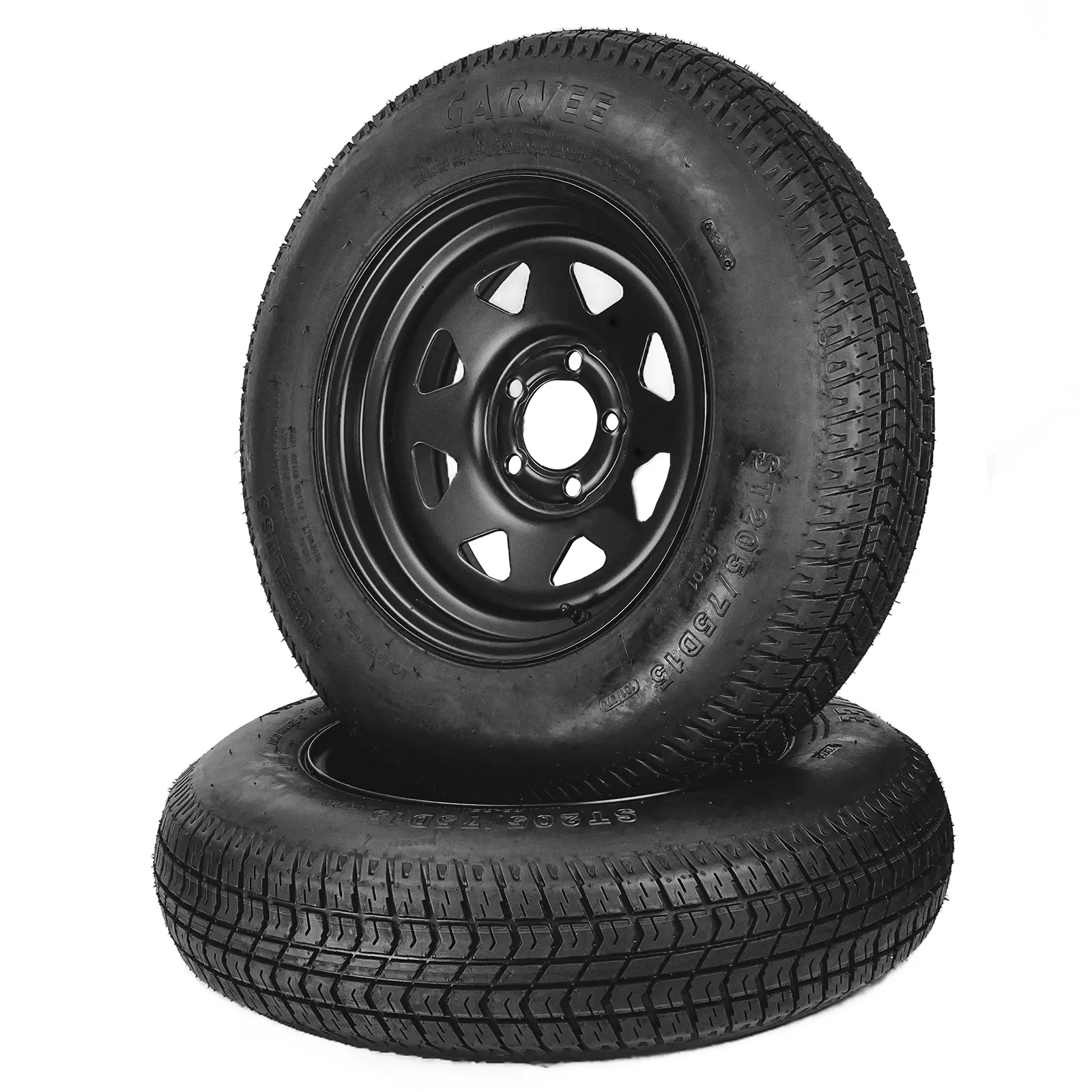Durable 2-Pack Trailer Tire & Wheel Assemblies - Fits 4.80-12, 4.80-8, 5.30-12 - 4/5 Lug, 4-4.5" PCD - 8-12" Black Rims, 6PR - Ideal for Utility & Boat Trailers, Spare or Replacement