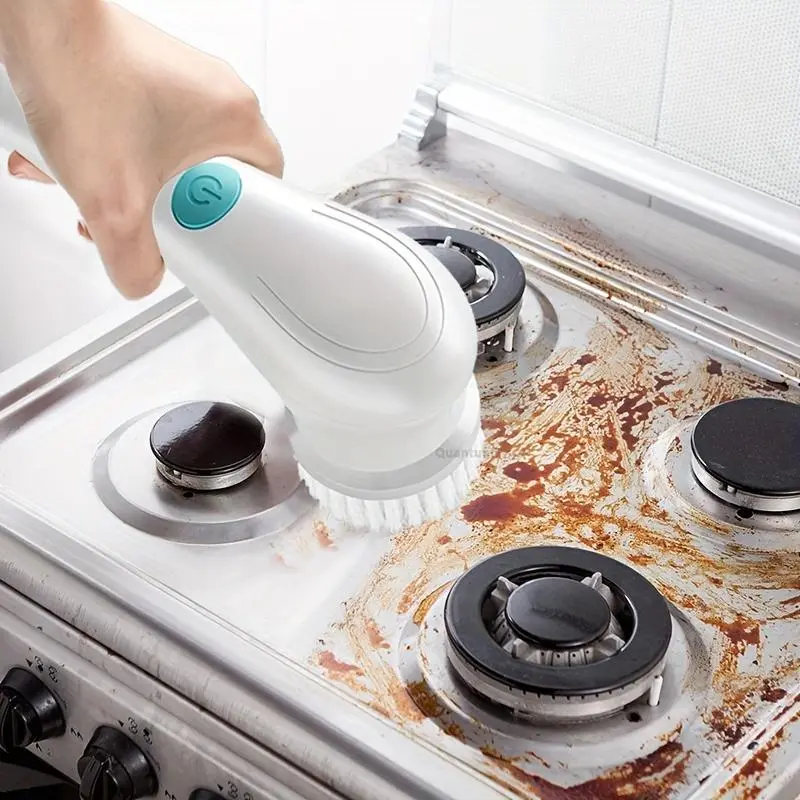 The dolphin - mouth electric rotating cleaning brush has a replaceable head and is USB - charged. It cleans kitchens, floors, tiles, stoves, glass, sinks, and shoes. A multi - functional kitchen tool, it quickly removes dirt.
