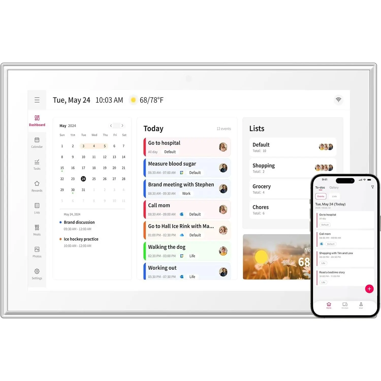 10.1" Wall Planner Digital Calendar & Chore Chart,   Touchscreen Interactive Display for Family Schedules, , Meal Planner,  for Organizing Your 2026 Calendar