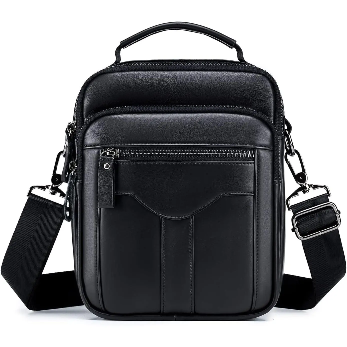 Genuine Leather Shoulder Bag for Men Crossbody Bag Small Leather Messenger Briefcase Handbag Men Purse | Genuine Leather