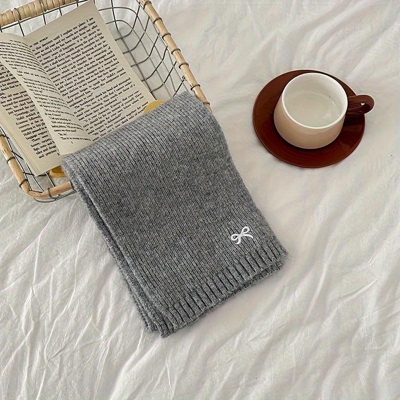 Winter Knit Scarf for & Youngsters - Soft Warm Necklace-like Scarf, Easy-Care (Hand/Dry Clean) - Cold Weather Accessory in Burgundy/Black/Beige/Gray/White/Pink/ - Perfect Gift for Girls & Boys, Winter Scarf, Bow Detailed Scarf, Thick Knit Texture