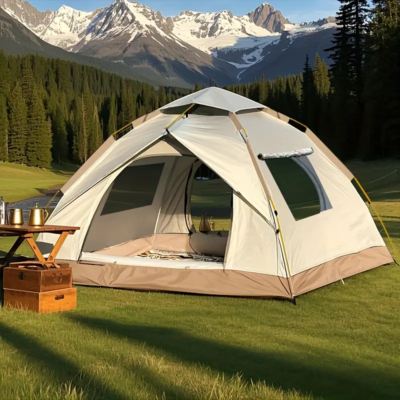 Automatic Quick-Open Beach Outdoor Tent, Multifunctional Portable Sunproof and Waterproof, Essential for Hiking, Camping, Picnics, All-Season Square Camp Tent, Suitable for Independence Day Music Festivals and Outdoor Activities