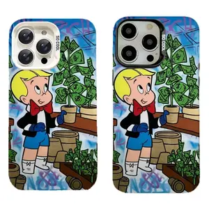 Ri-chie R-ich Money Tree Graffiti Print Shockproof Phone Case, Cartoon Dollar Bill Plant Street Art Anti-Drop Protective Cover,for iPhone 17/16/15/14/13/12/11 ProMax Plus for Samsung phones,an excellent gift for friend or fans.