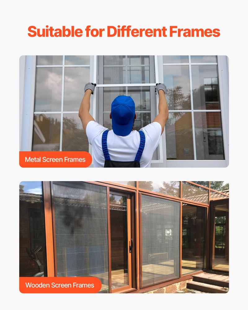 VEVOR Window Screen Spline, 100 ft x 0.125 in Window Screen Retainer Spline, PVC Window and Door Screen Spline, Hollow Serrated Screen Holder Spline, for Window Door Screen Repair and Replacement