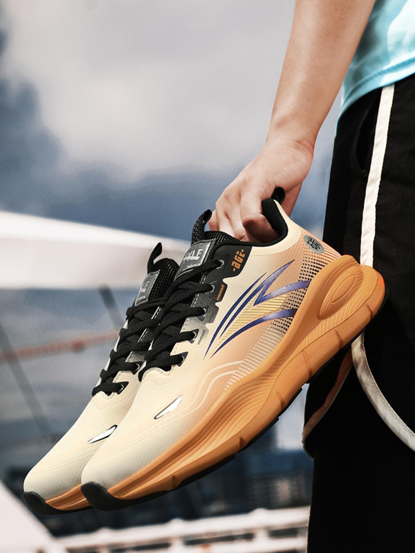 Men's Colorblock Lace Up Low Top Sneakers, Casual Breathable Comfortable Sports Running Shoes, Male All-match Round Toe Shoes for Daily Wear, Closed, Casual Running Footwear