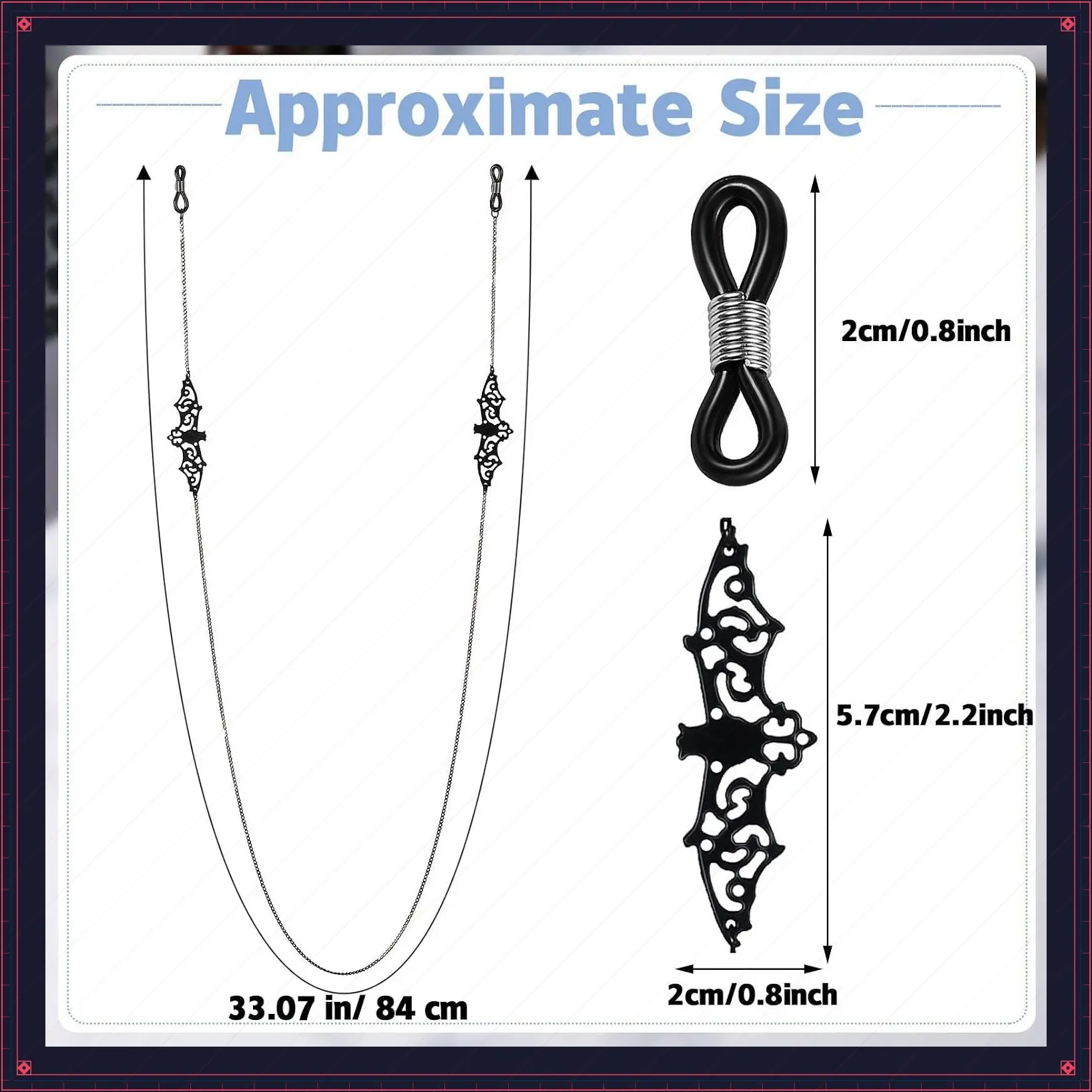 2 Pieces Bat Glass Chains Halloween Eyeglass Chains | Goth Sunglasses Eyeglass Eyewear Lanyard Party and Daily Accessories for Women MenGift