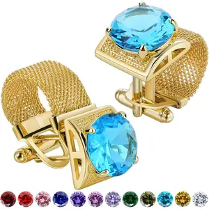 Gold Tone Cufflinks for Men with Chain for Shirt Ideal for Wedding Business Birthday Christmas Gifts
