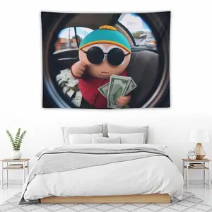 Eric Cartman Sunglasses Money Tapestry Fisheye Lens Car View Funny Meme Wall Hanging Cool Hustle Boy Room Decor College Dorm Background Banner Poster