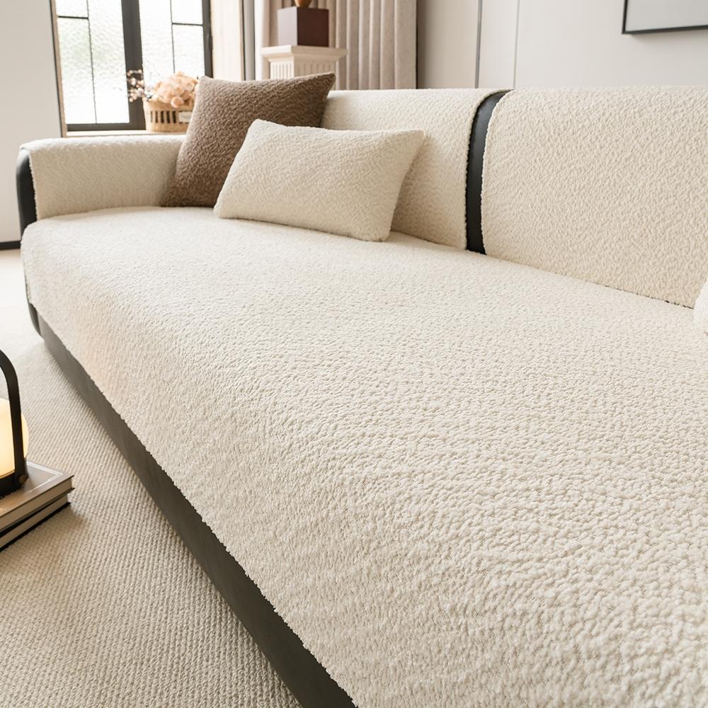 Pure Color Pearl Velvet Sofa Cover, Pet-Friendly Anti-Slip Protector, Home Decor Furniture Protector for Living Room Bedroom Sofa Couch Covers