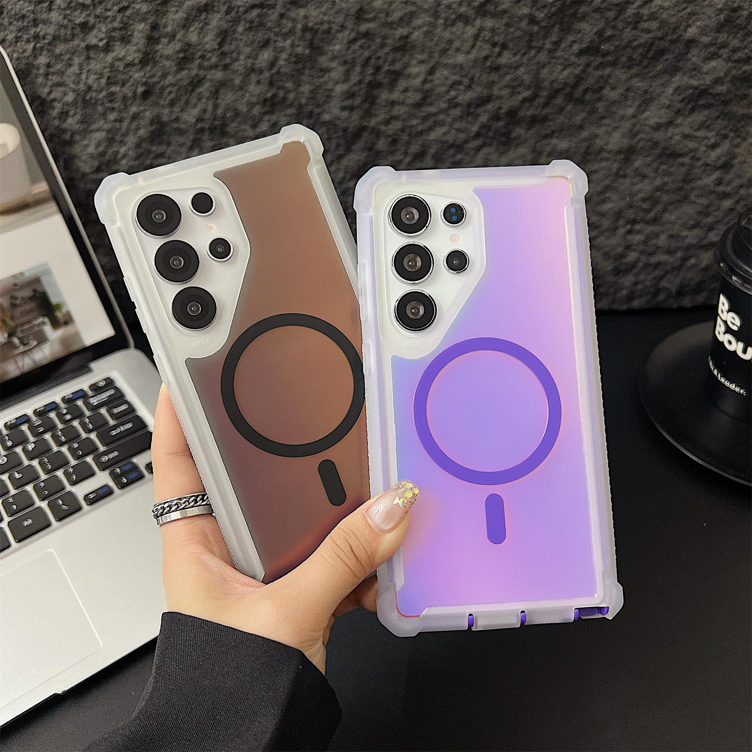 Magnetic Case For Samsung Galaxy S26 S25 S24 S23 S22 Ultra Plus, MagSafe Wireless Charge Shockproof Cover Color Changing Laser Dazzling Magnetic Phone Case#MothersDayGift #GiftsForHer