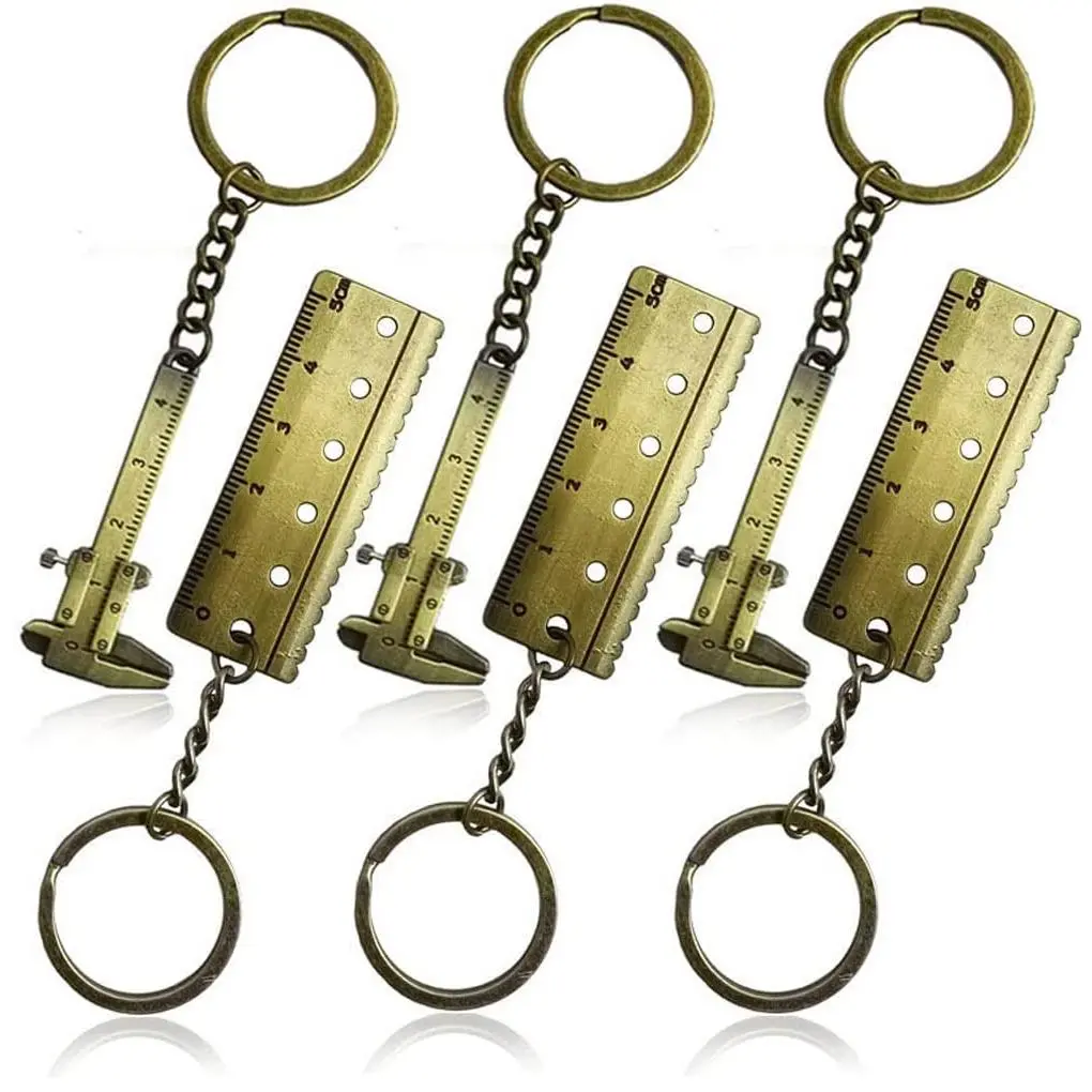 , 6-Pack Zinc Alloy Pocket-Sized Measuring Tool with  Movable Key Chain Precision Miniature Pocket Vernier Caliper Keyring