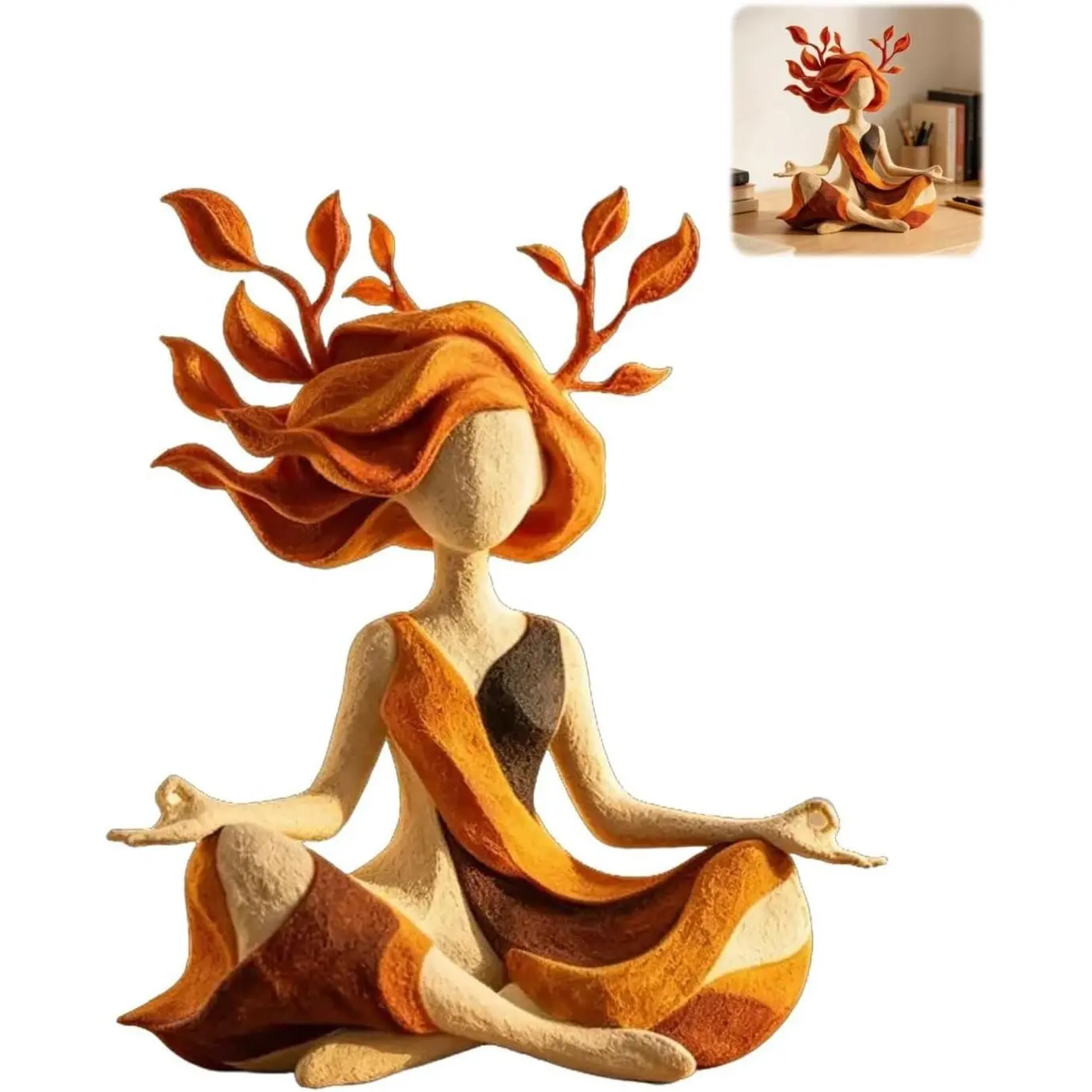 Inner Harmony Sculptural Figurine, Meditation Art Statue for Home Decor, Modern Mindfulness Sculpture, Relaxation Ornament for Living Room, Bedroom, Office, Gift for Calm Spaces