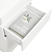 Sikaic Nightstand with LED Lights & Charging Station White Modern Accent Table 2 Power Outlets 2 USB Ports Sliding Top Drawers for Bedroom Living Room