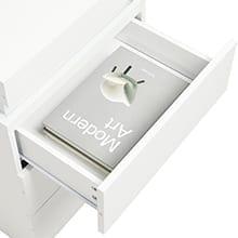 Sikaic 2PCS Nightstand with LED Lights Charging Station White Side Table Dresser Pedestal Tabletop Mode Lighted Vanity Desk