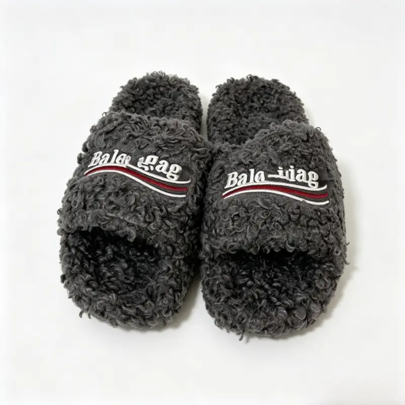 Women Fluffy Fuzzy Open Toe Slide Slippers Curly Furry Plush Lined House Slippers Soft Cozy Warm Indoor Outdoor NonSlip Flat Slide Sandals Fashion Casual Winter Bedroom Living Room Hotel Travel Lounge Footwear