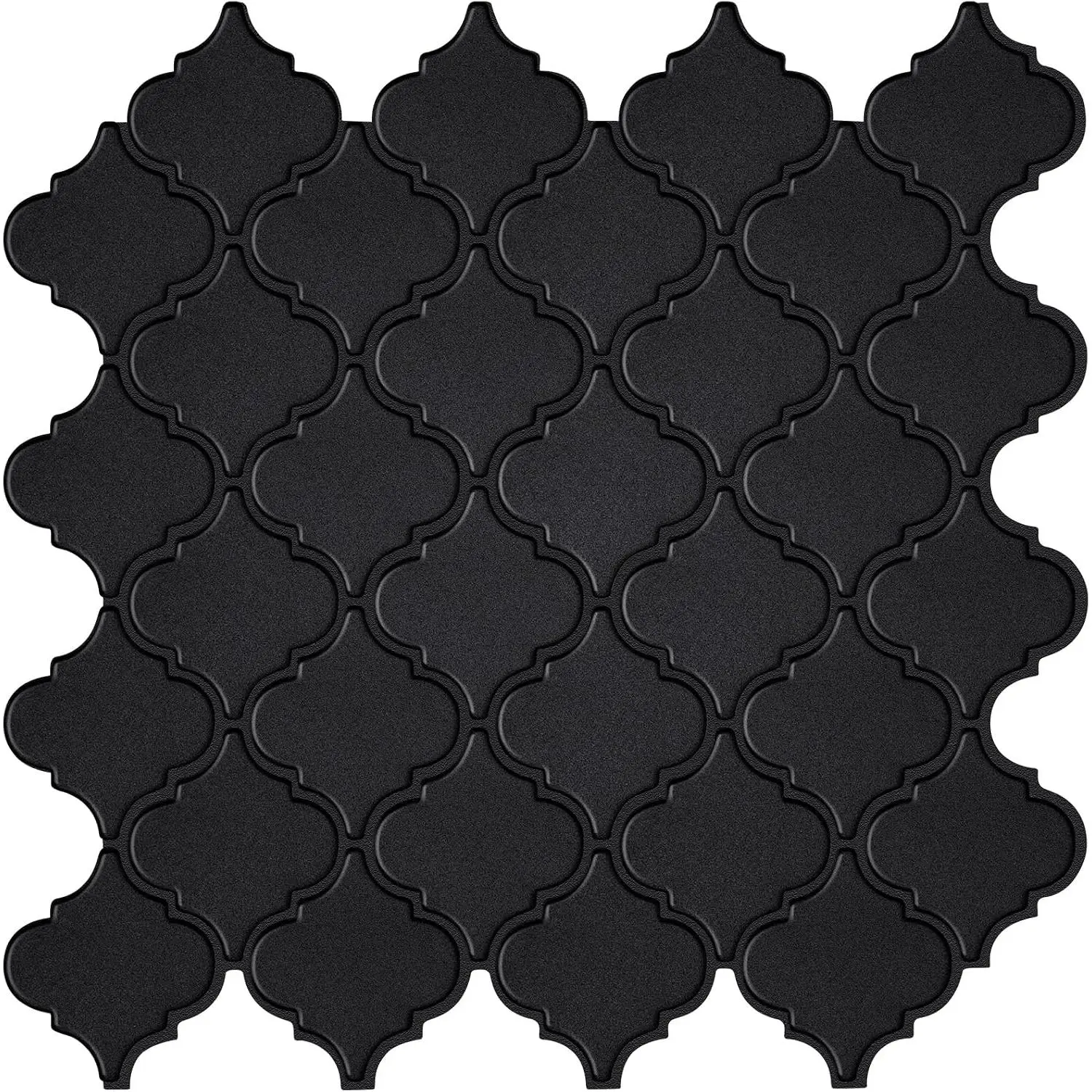 Arabesque Peel and Stick Backsplash for Kitchen, Matte Black  Self-Adhesive Kitchen Backsplash,  Stick  Backsplash for Bathroom (10Tiles, 12×12)