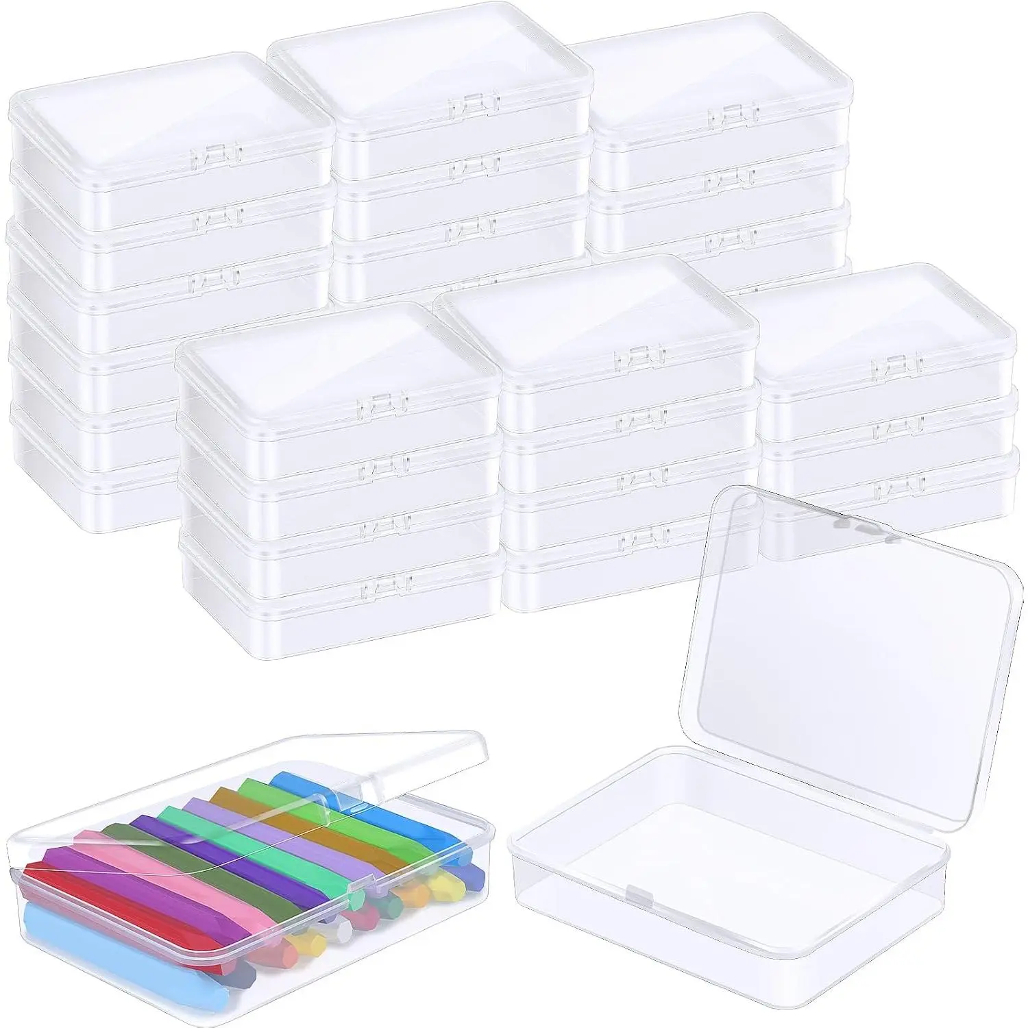 12 count Plastic Crayon Box Bulk Clear Crayon Holder with Lid Crayon Organizer Case Crayon Storage Containers for Students School Office Supplies