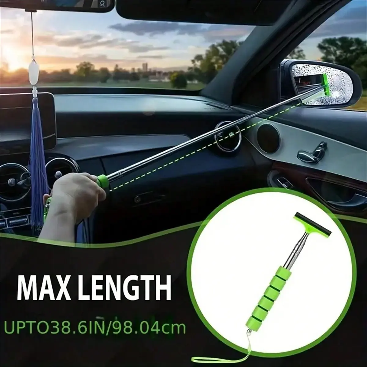 Adjustable Water Squeegee, Rearview Mirror Wiper, Essential Car Accessory, Ideal for Rainy Weather, Portable and Easy to Store