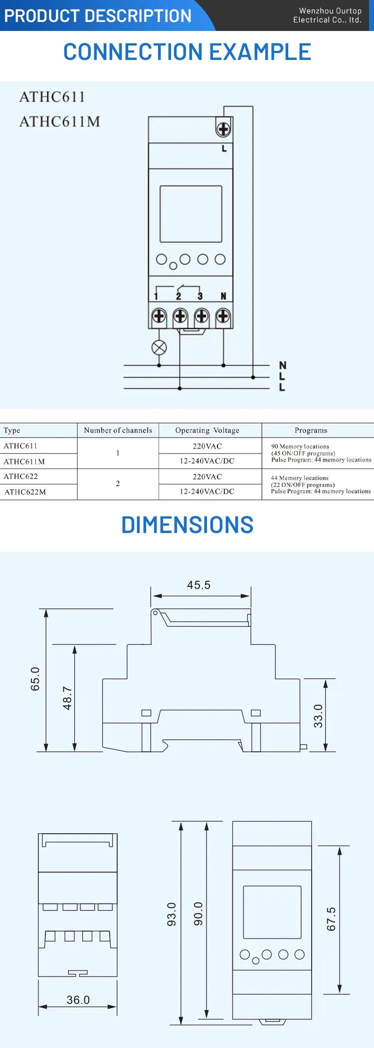 2 Channels Programmable 24Hours Time Clock Seconds Interval Time Switch with Two Relay Independent Outputs Digital Timer Switch